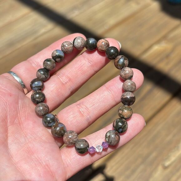 Elegant GLAUCOPHANE Beaded Bracelet 7” with Swarovski crystals - Picture 1 of 5